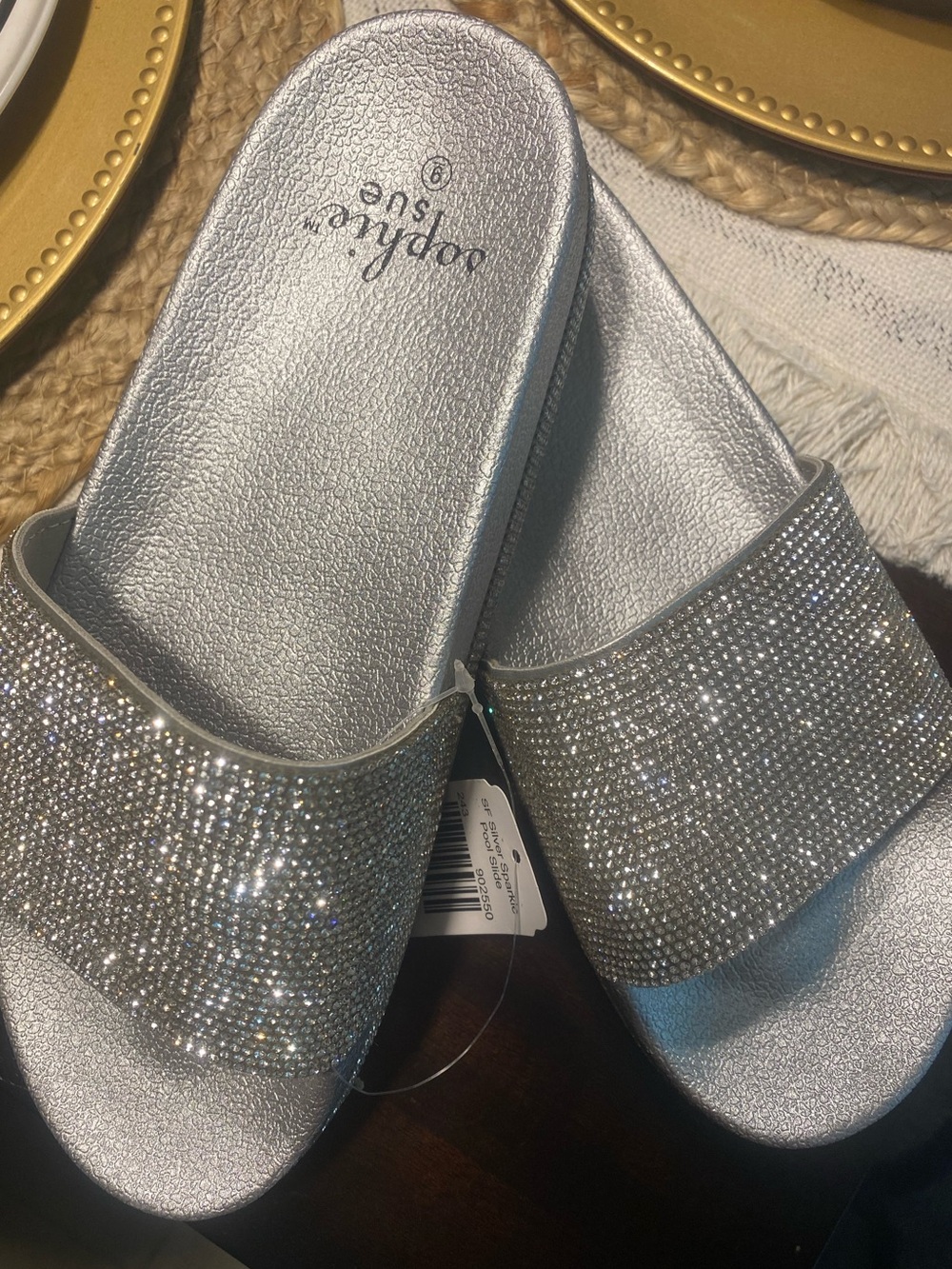 Seychelles Silver Crystal Slide Sandals